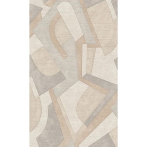 Beige Bold Abstract Geometric Metallic Shelf Liner Non- Woven Non-Pasted Wallpaper (57Sq.ft) Double Roll