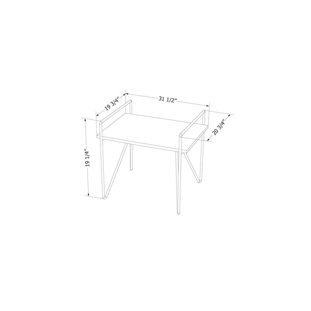 Brown Oak and Black Metal Rectangular Coffee Table