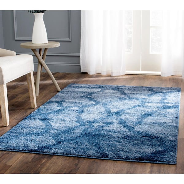 Retro Blue/Dark Blue Doormat 3 ft. x 4 ft. Abstract Area Rug