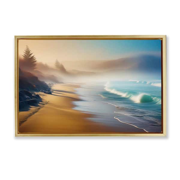 Stupell Industries Smooth Beach Tide by Noah Bay Gold Floater Frame Nature Graphic Art Print 17 in. x 25 in.