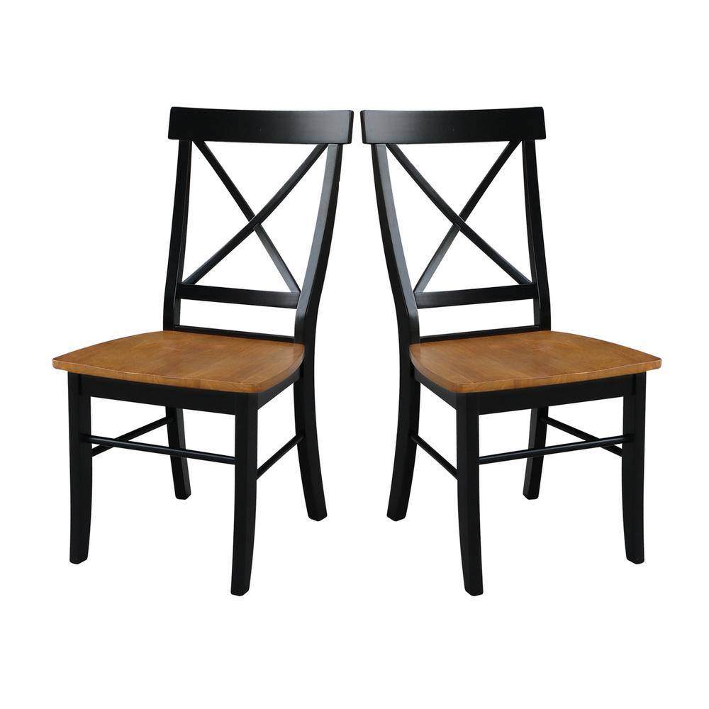 Cherry Wood X Back Dining Chair Set, Black X Back Dining Chairs