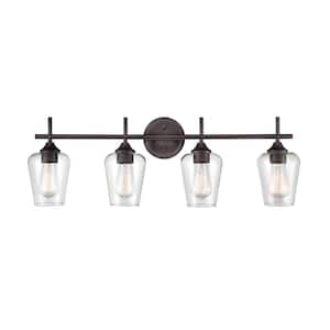 Ashford 31 in. 4-Light Rubbed Bronze Vanity Light with Clear Glass Shade