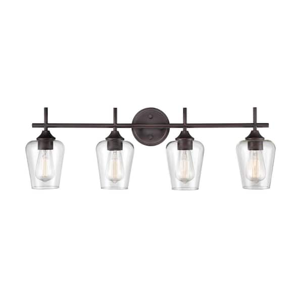 Millennium Lighting Ashford 31 in. 4-Light Rubbed Bronze Vanity Light with Clear Glass Shade