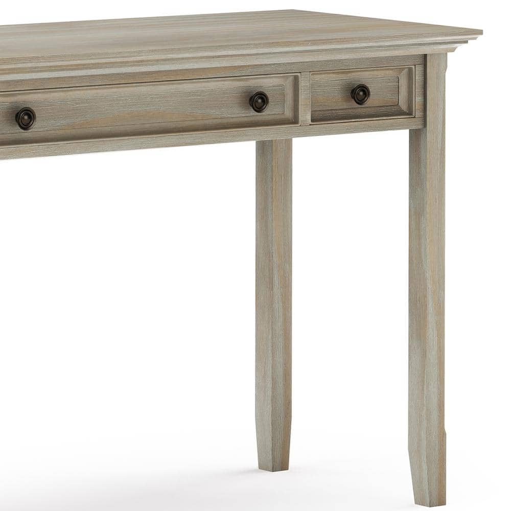 Amherst Distressed Grey Solid Wood Desk with Keyboard Tray