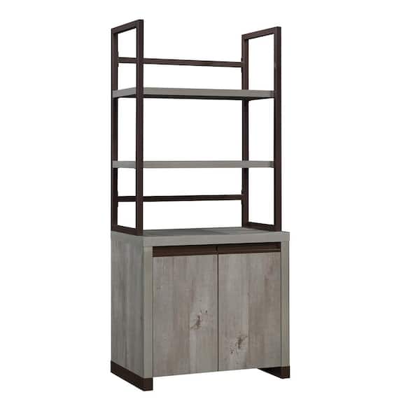 Manhattan Gate 72 in. Mystic Oak Accent Storage Cabinet with Hutch