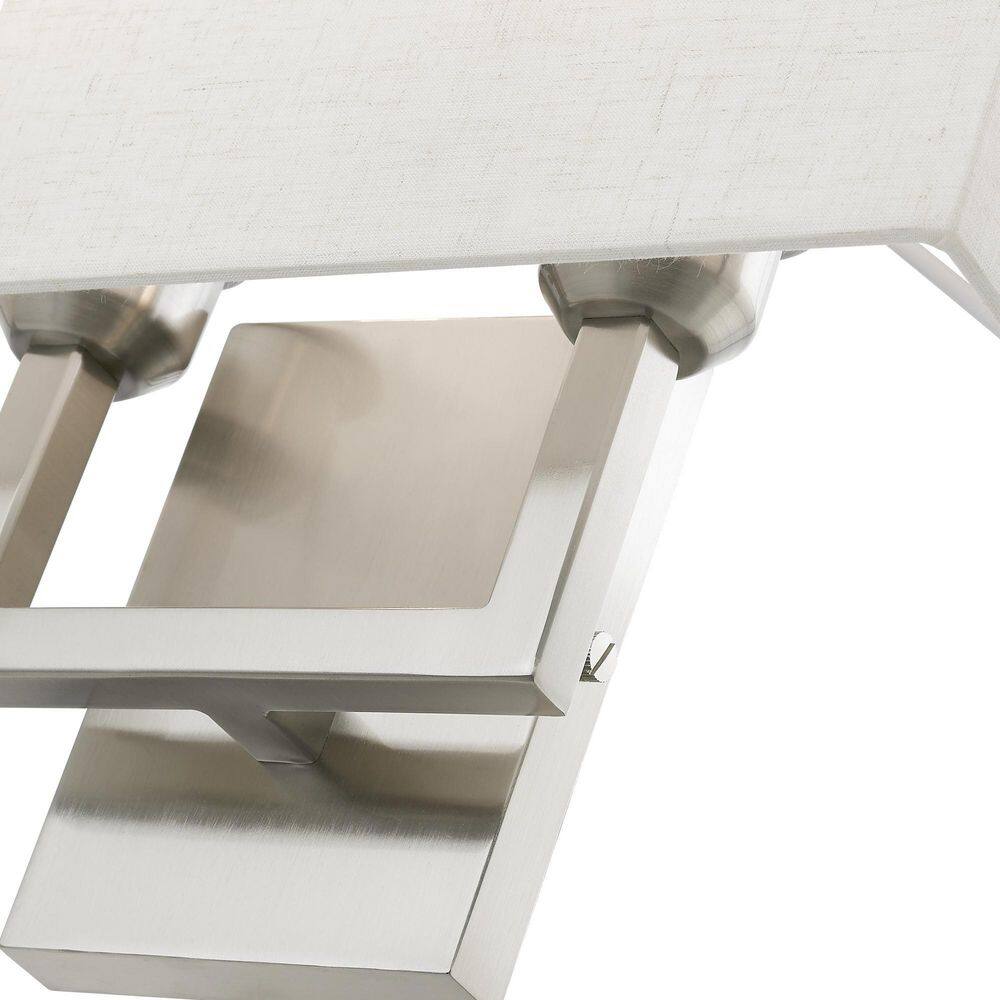 Brushed Nickel 2-Light Wall Sconce with Fabric Shade