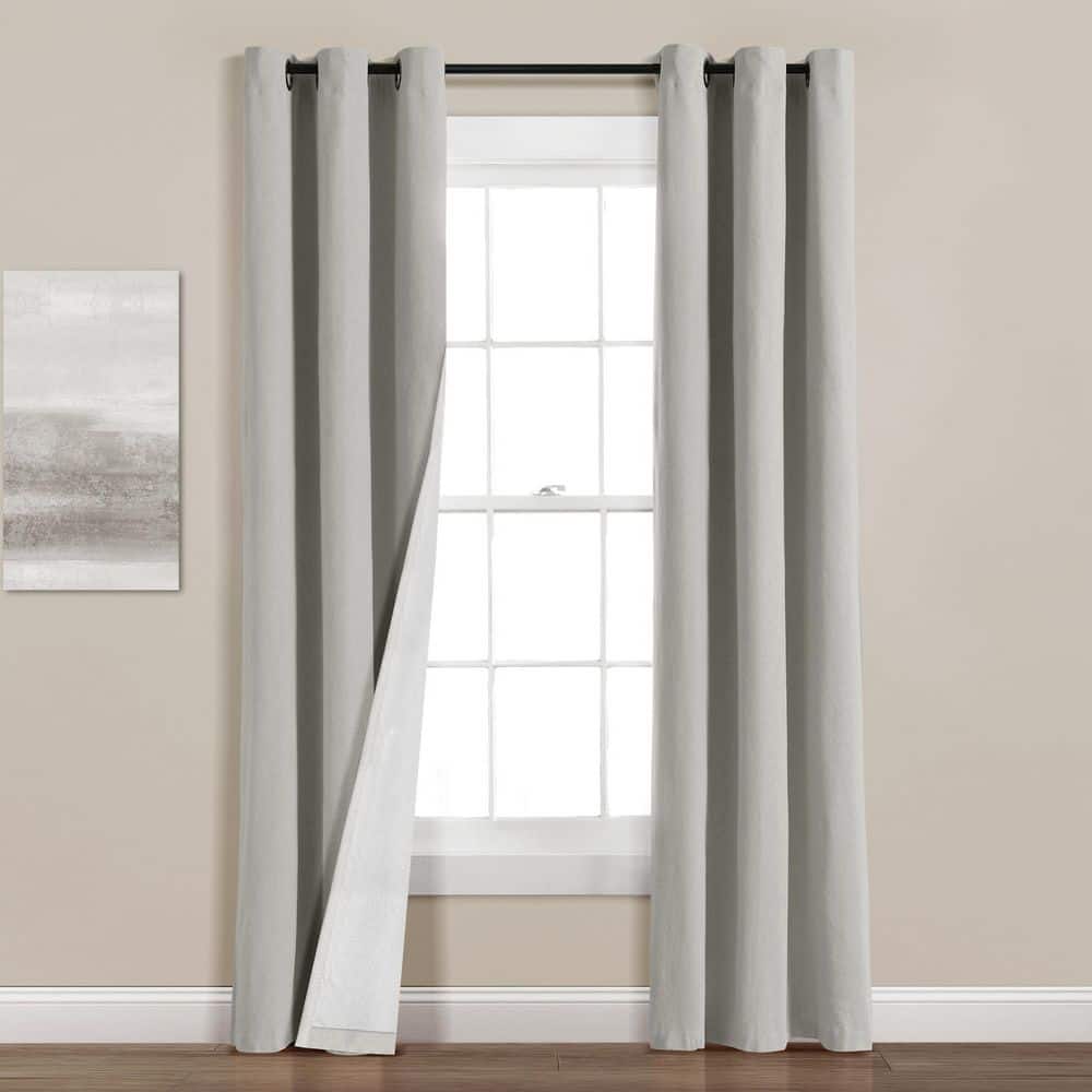 Light Gray Linen Blackout Grommet Window Curtain Panel 38" x 84"