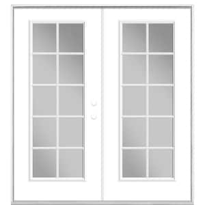 72 in. x 80 in. Ultra White Steel Prehung Left-Hand Inswing 10-Lite Clear Glass Patio Door without Brickmold