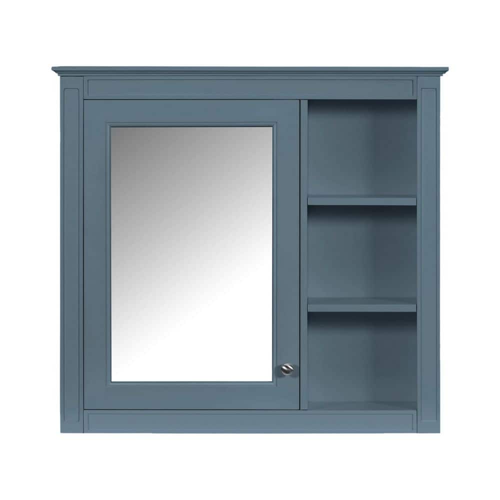 30 in. W x 28 in. H Blue Rectangular MDF Medicine Cabinet with Mirror price history on PriceWatchPro