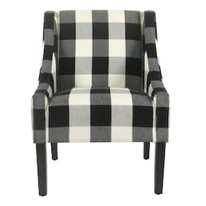 Buffalo Black and White Plaid Modern Swoop Arm Accent Chair