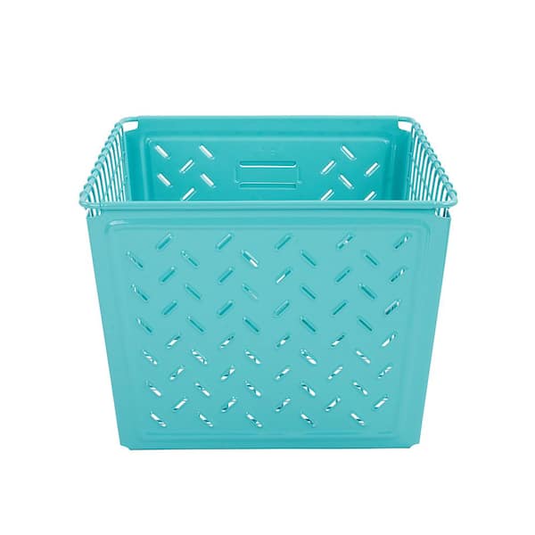 Teal Large Plastic Storage Bin