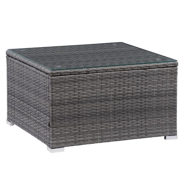 Corliving Parksville Blended Grey, Grey Rattan Square Coffee Table