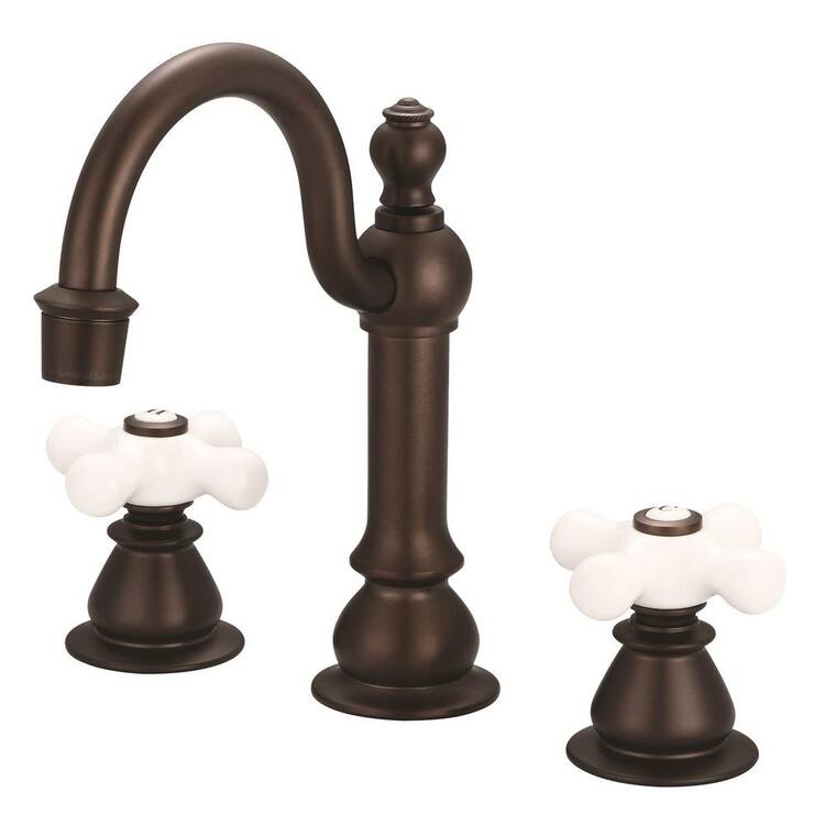 Water Creation American 20th Century Classic Widespread Lavatory F2-0012 Faucets with Pop-Up Drain in Oil-rubbed Bronze Finish