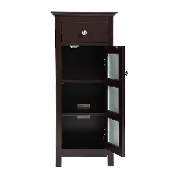 Bunpeony 14.5 in. W x 14.5 in. D x 63 in. H Black Freestanding Bathroom Storage Linen Cabinet