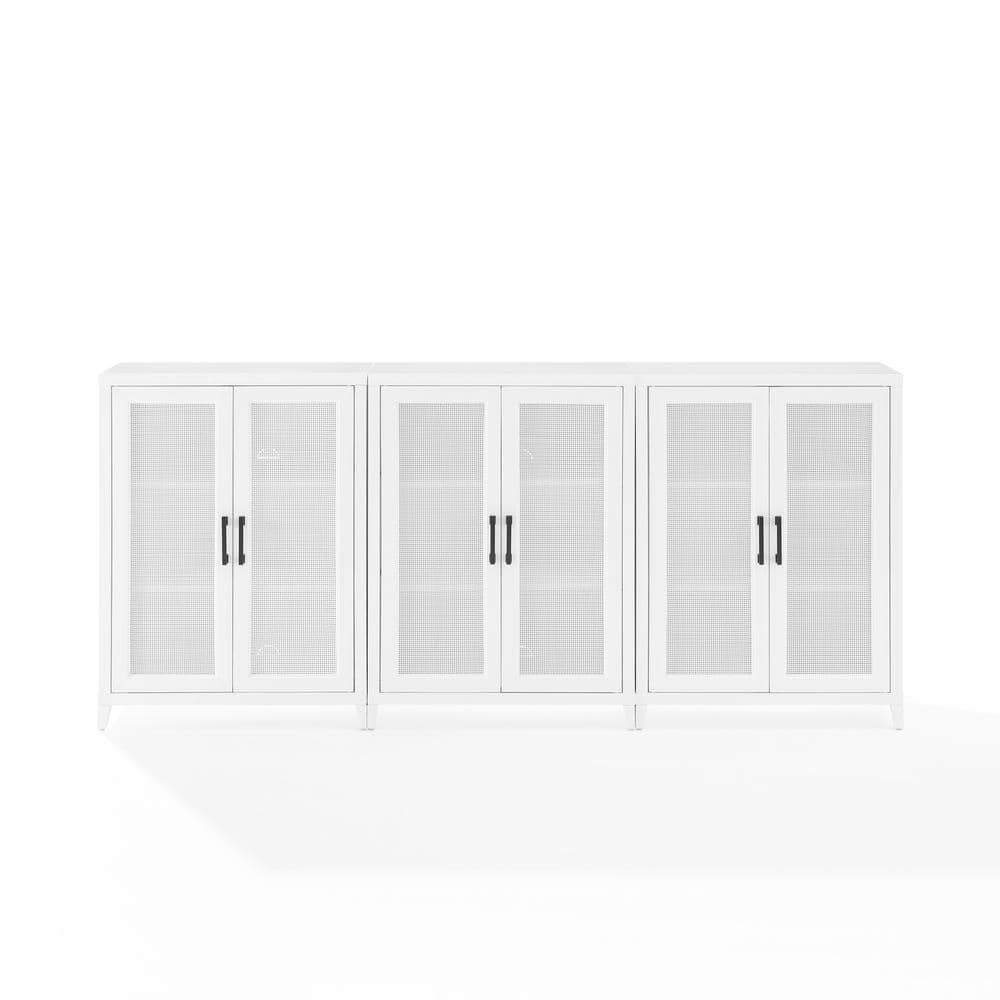 Milo 84" White Woven Entertainment Center with Cabinets