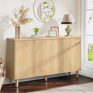 Ahlivia Brown Particle Board 59.4 in. Buffet Cabinet Sideboard with Doors