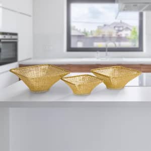 Gold Wire Baskets (Set of 3)