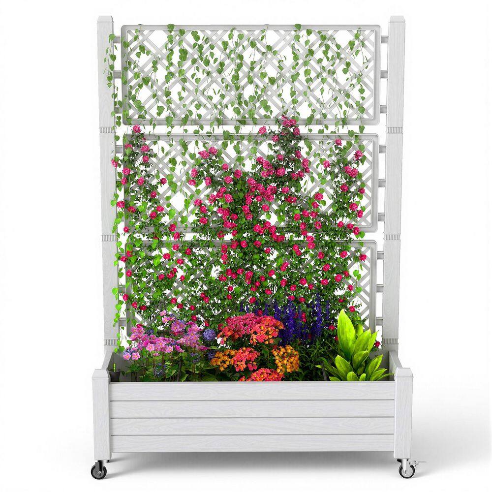 Vertical Planter Box with Trellis, Weather Resin, Lockable wheels with drainage system（43.43 in*18.27 in*59.29 in） price history on PriceWatchPro