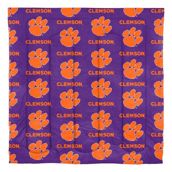 Clemson Tigers Rotary 5Piece Queen Size Multi Colored Polyester Bed