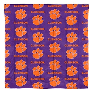 Clemson Tigers Rotary 5--Piece Queen Size Multi Colored Polyester Bed In a Bag Set