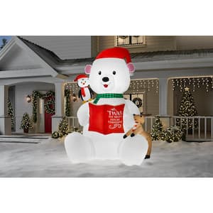 9 ft. Giant-Sized LED Polar Bear Reading to Friends Christmas Airblown® Inflatable