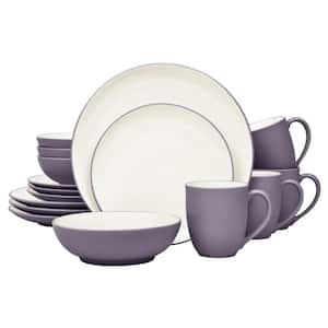 Colorwave Plum 16-Piece Coupe (Purple) Stoneware Dinnerware Set, Service For 4