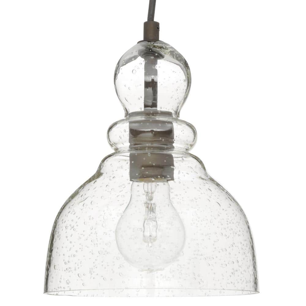 Fiona Vintage-Inspired Mini Pendant Light in Oil Rubbed Bronze with Hand-Blown Seeded Glass