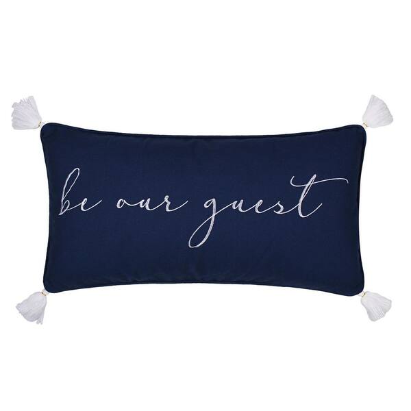 LEVTEX HOME Linnea Navy "be our guest Sentiment" 12 in. x 24 in. Throw Pillow