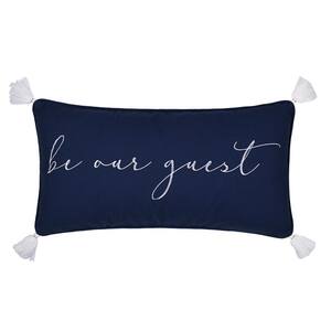 Linnea Navy "be our guest Sentiment" 12 in. x 24 in. Throw Pillow