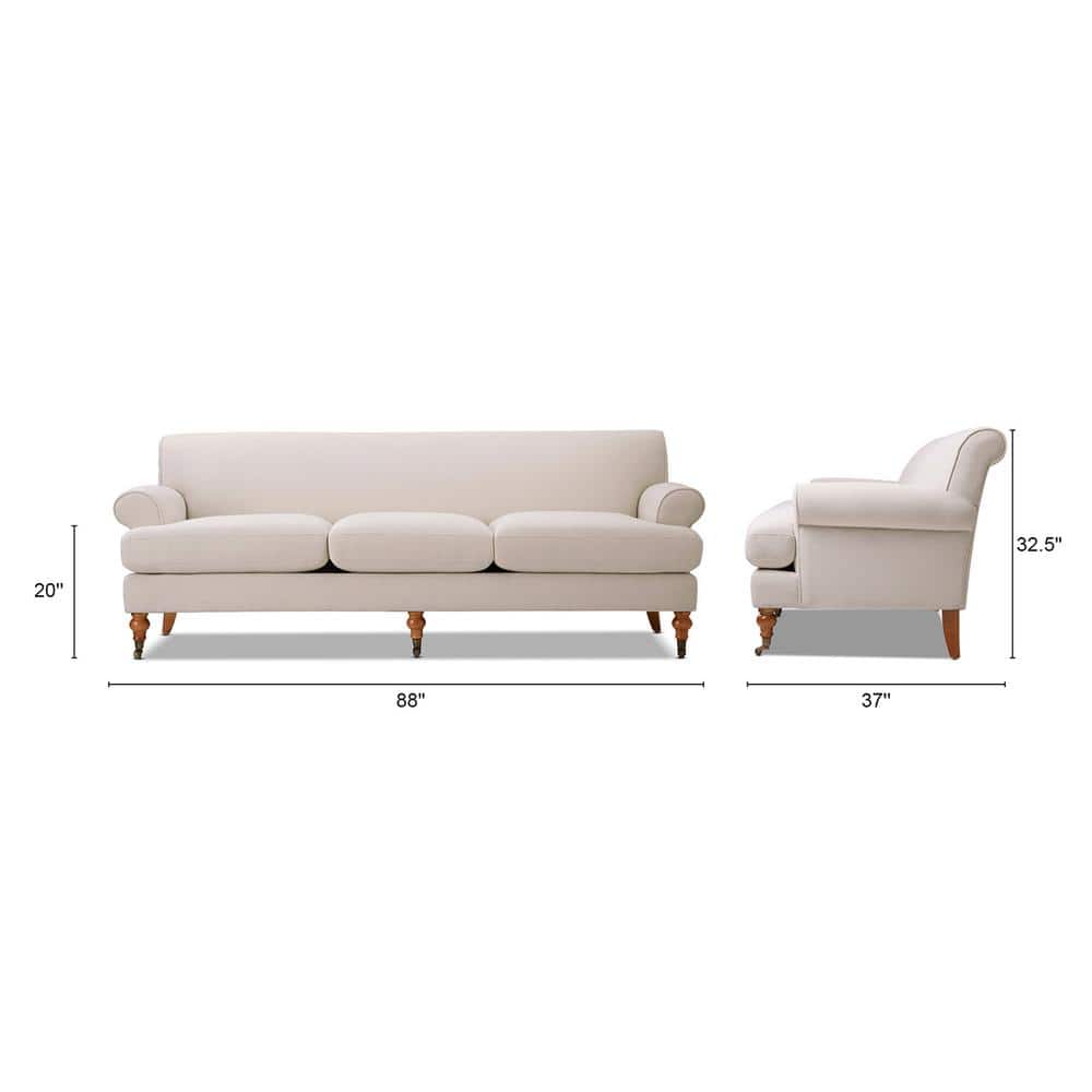 Alana Lawson 88'' Sky Neutral Velvet Upholstered Sofa