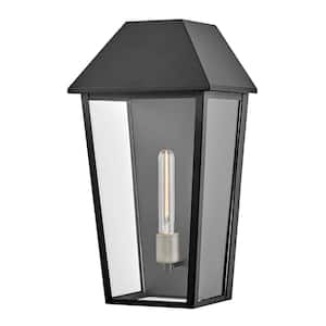 Maclin 1-Light Black Hardwired Outdoor Wall Lantern Sconce