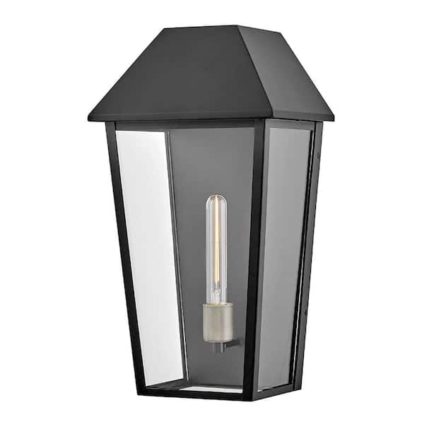 Maclin 1-Light LED Black Hardwired Outdoor Wall Lantern Sconce - no bulb included