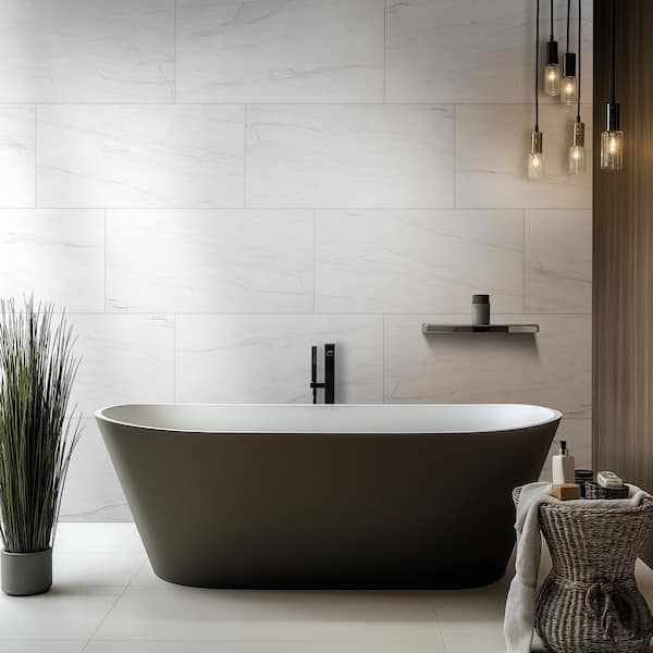 Blanca White 24 in. x 48 in. Matte Porcelain Marble Look Floor Tile (16.0 sq. ft. /Case)