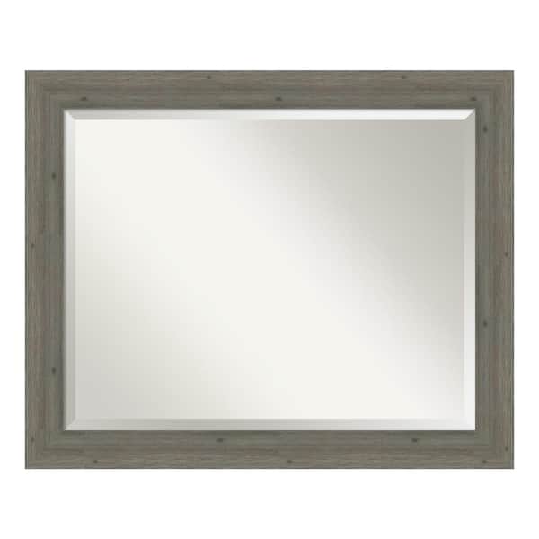 Amanti Art Medium Rectangle Distressed Grey Beveled Glass Modern Mirror (26.62 in. H x 32.62 in. W)