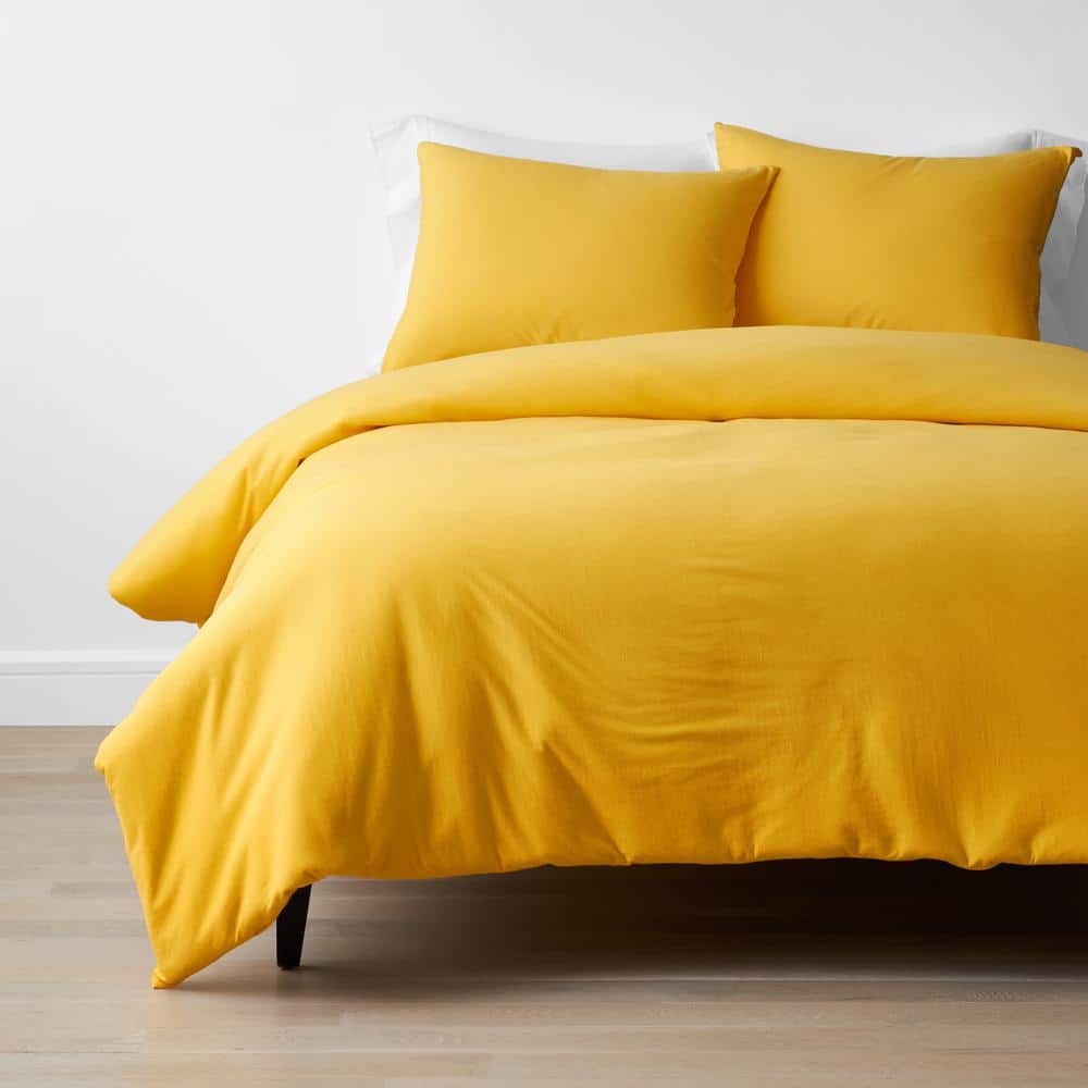 The Company Store Company Cotton 3Piece Yellow Jersey Knit King Duvet