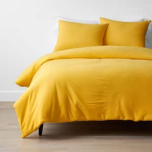 Company Cotton 2-Piece Yellow Jersey Knit Twin Duvet Cover Set