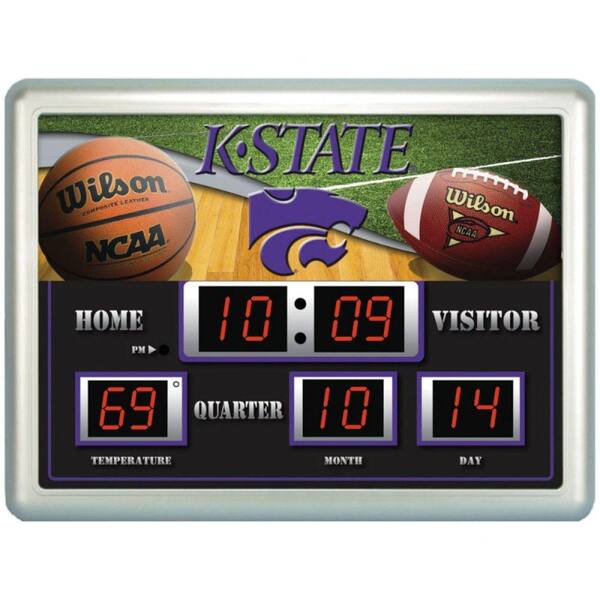 Team Sports America Kansas State University 14 in. x 19 in. Scoreboard Clock with Temperature