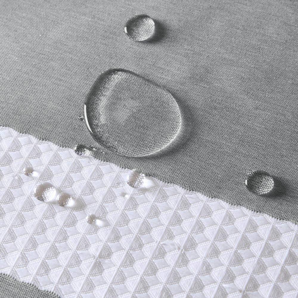 Gray and White Waffle Weave Fabric Shower Curtain