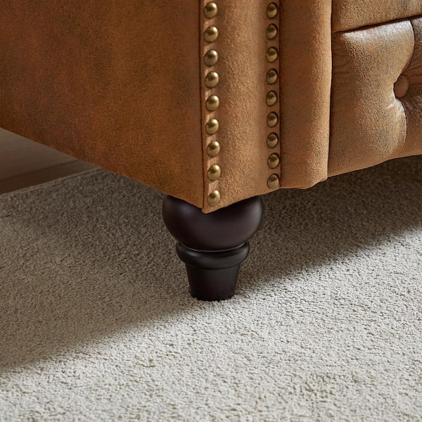 Z-joyee 85.5 in Wide Rolled Arm Faux Leather Rectangle Modern