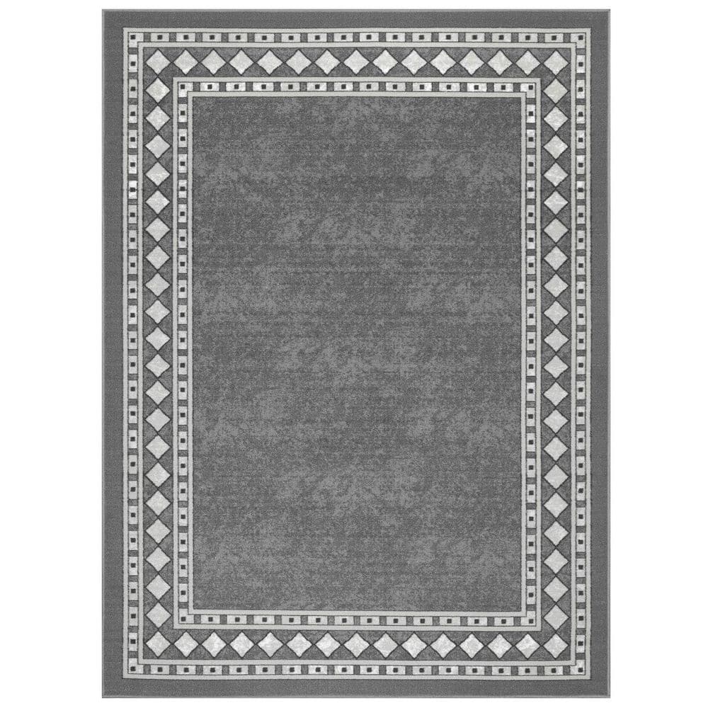Gray Polypropylene 5 ft. x 7 ft. Geometric Indoor/Outdoor Area Rug