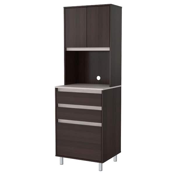 inval america LLC Espresso and Amber Grey Breakroom Cabinet with 4-Doors and 3-Drawers