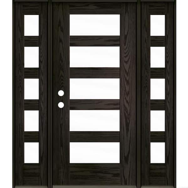 ASCEND Modern 64 in. x 80 in. Right-Hand/Inswing 5-Lite Clear Glass Baby Grand Stain Fiberglass Prehung Front Door/DSL