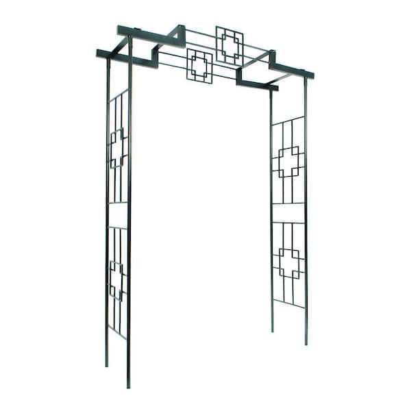 ACHLA DESIGNS Elegant Handcrafted Square-on-Squares Garden Arbor II, 95.5 in. Tall Graphite Powder Coated Finish