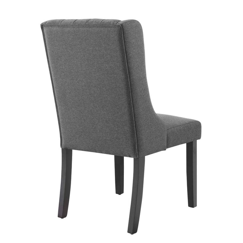 Gray Velvet Upholstered Parsons Side Chair Set with Wood Legs