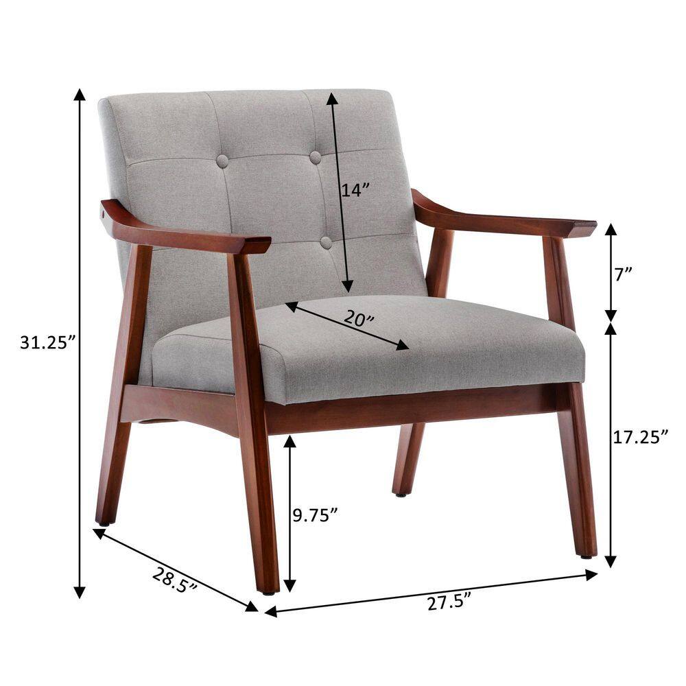 Light Gray and Espresso Mid-Century Modern Accent Chair