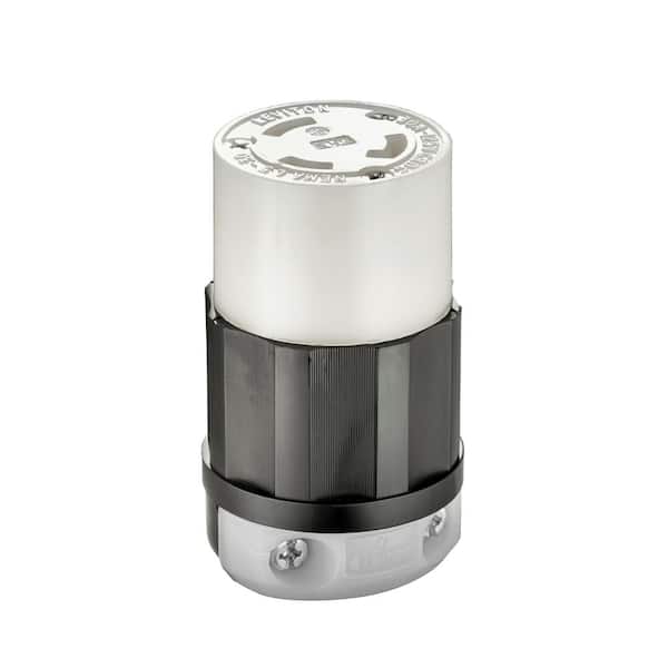 30 Amp 125-Volt Locking Connector, Black and White