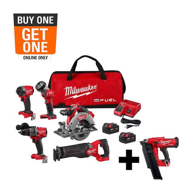 M18 FUEL 18-Volt Lithium-Ion Brushless Cordless Combo Kit (5-Tool) with 21-Degree Brushless Cordless Framing Nailer
