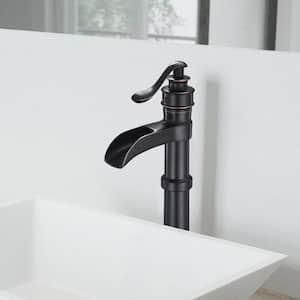 Antique Slim Single-Handle Single Hole Bathroom Faucet with Drain Kit Included in Oil Rubbed Bronze for Vessel Sinks