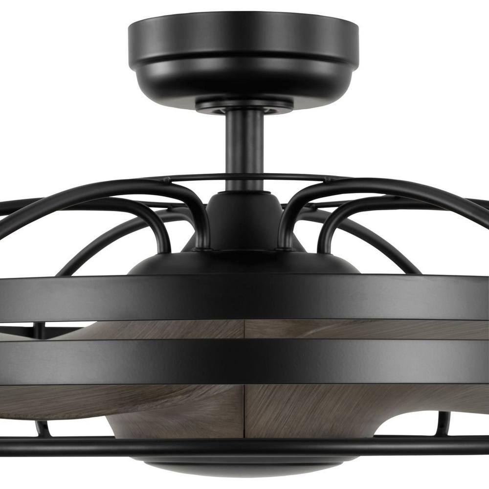 Matte Black 26" Industrial Chandelier Ceiling Fan with Remote