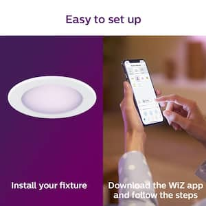 5 in. /6 in. Integrated LED Color Changing 85-Watt Equivalent Dimmable Smart Wi-Fi Wiz Recessed Light Kit (1-Pack)